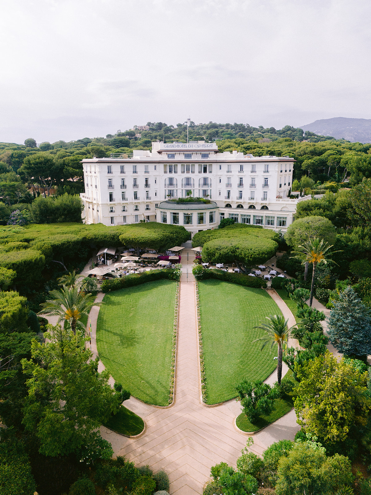 Aerial view of a private wedding estate in Provence