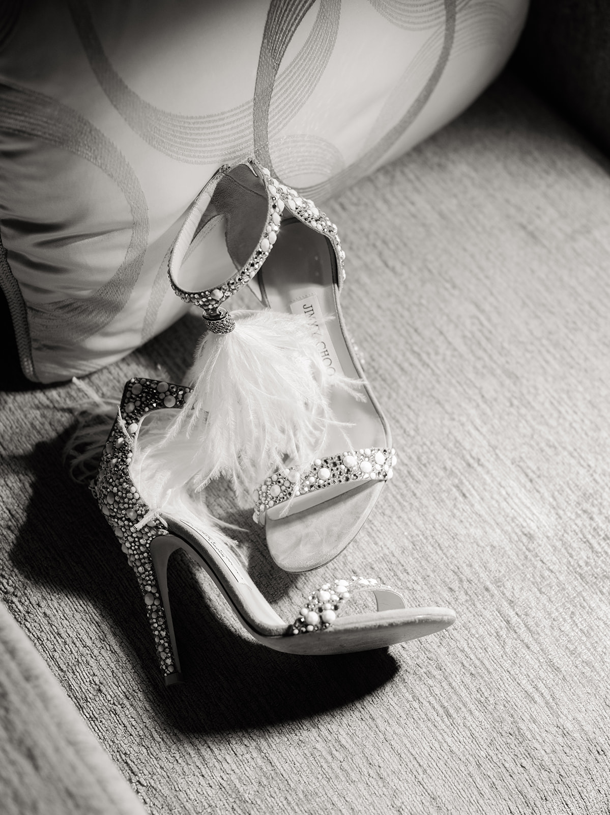 Embellished Jimmy Choo bridal shoes photographed at The Peninsula Paris