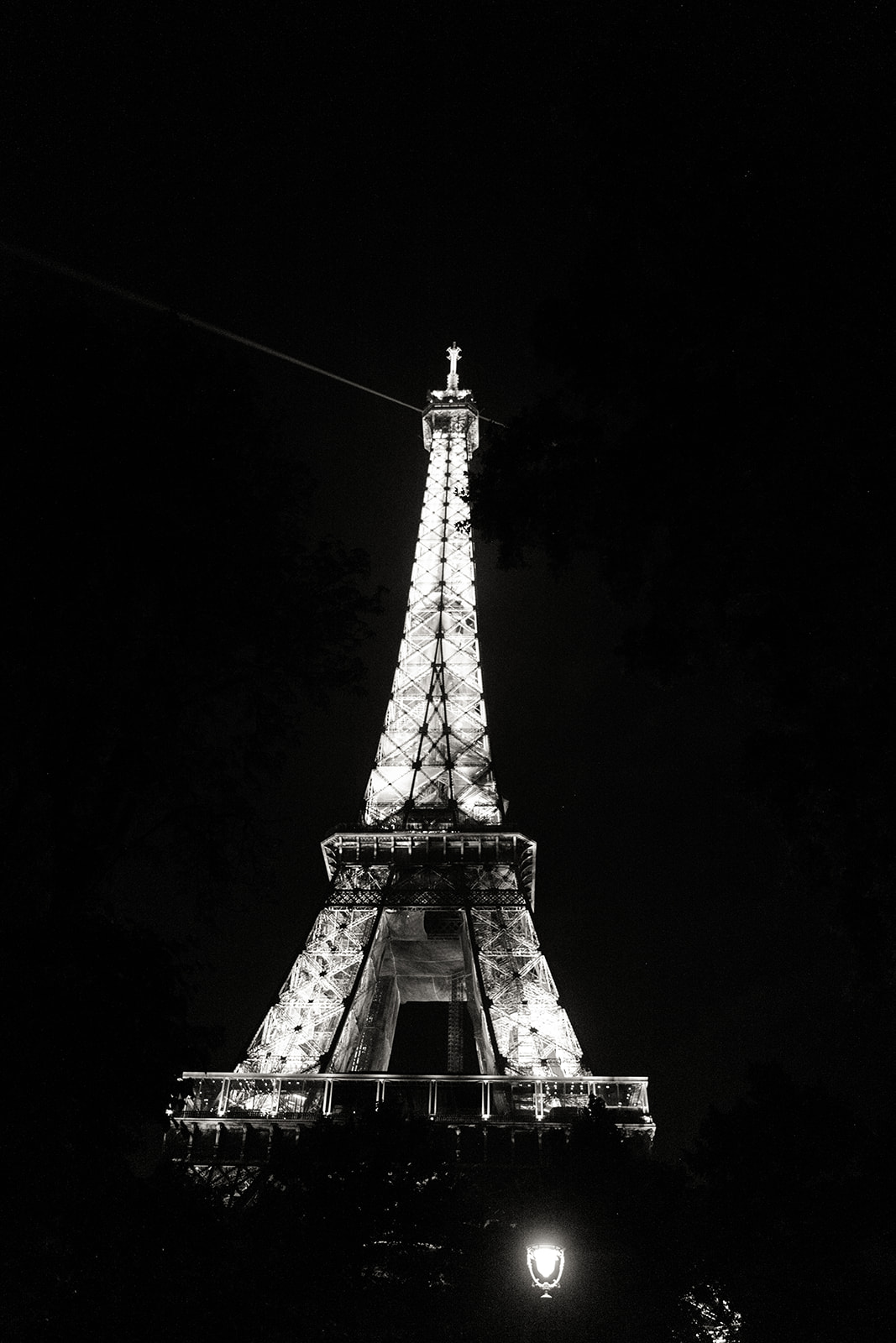 Illuminated Eiffel Tower photographed during a Paris elopement at night