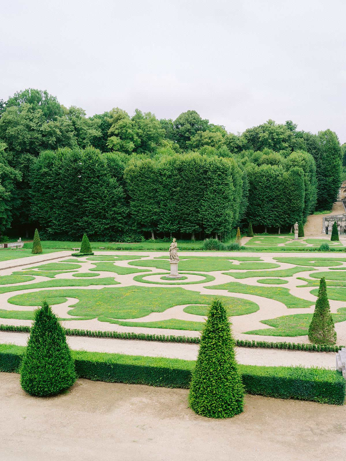 Formal French gardens at Château de Villette, a wedding venue near Paris