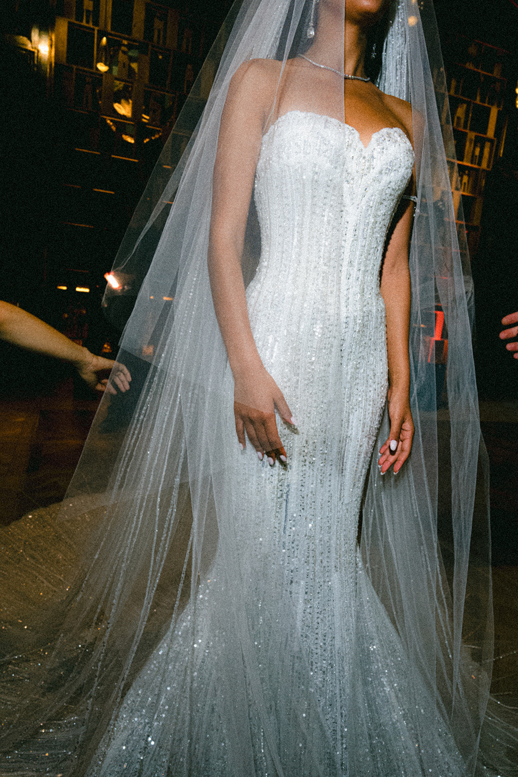 Black-and-white bridal portrait with a refined editorial composition in Paris