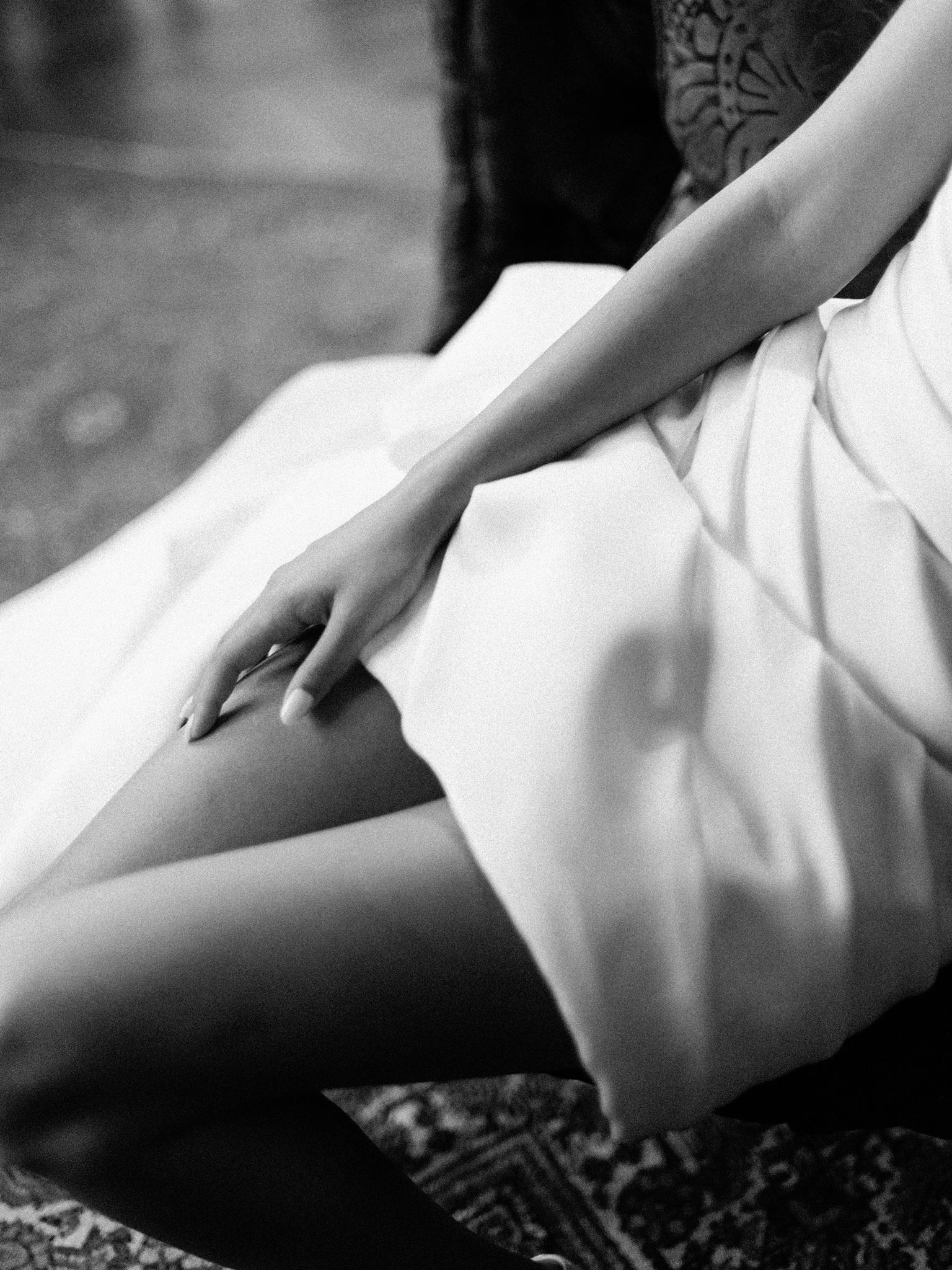 Black-and-white bridal fashion detail photographed during an editorial wedding in Paris