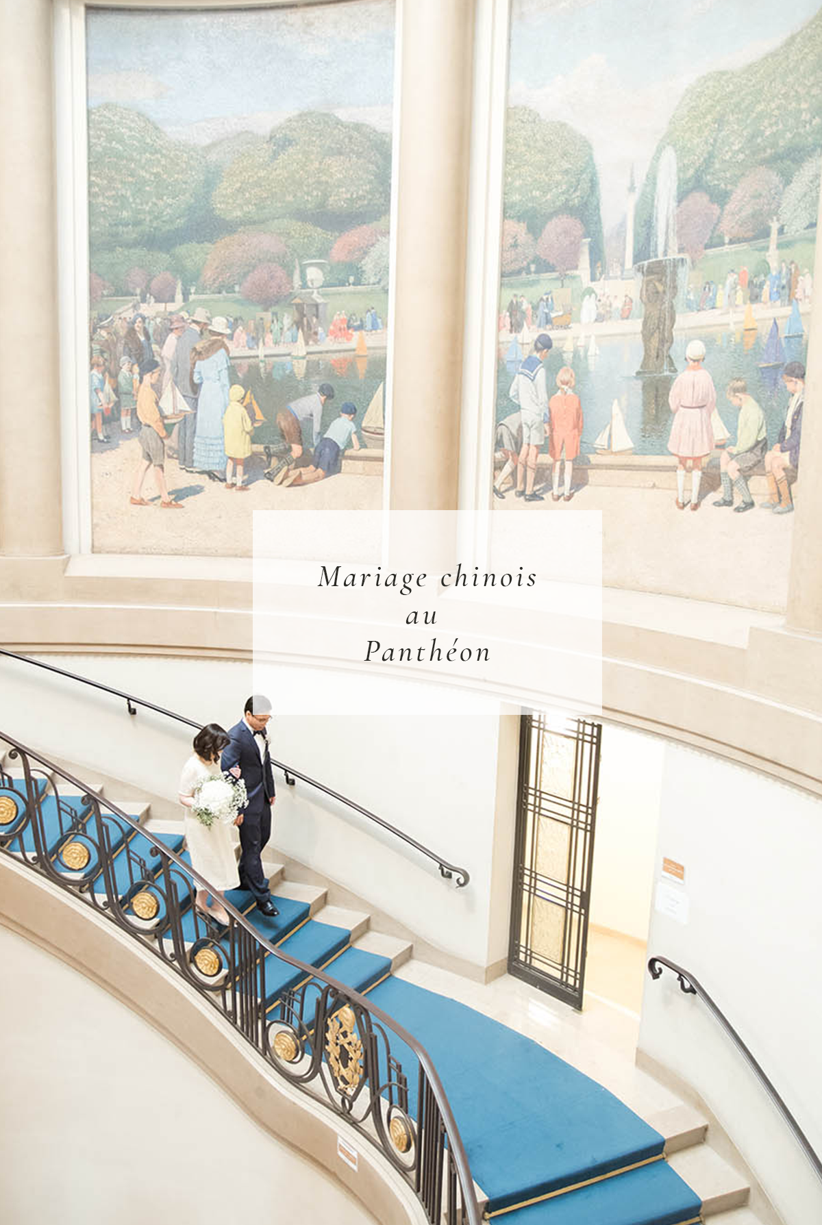 un mariage chinois au panthéon à paris ils descendent eds marche mariés