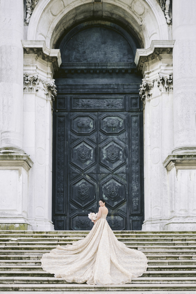 a bride at the basilic di sant maria in venice