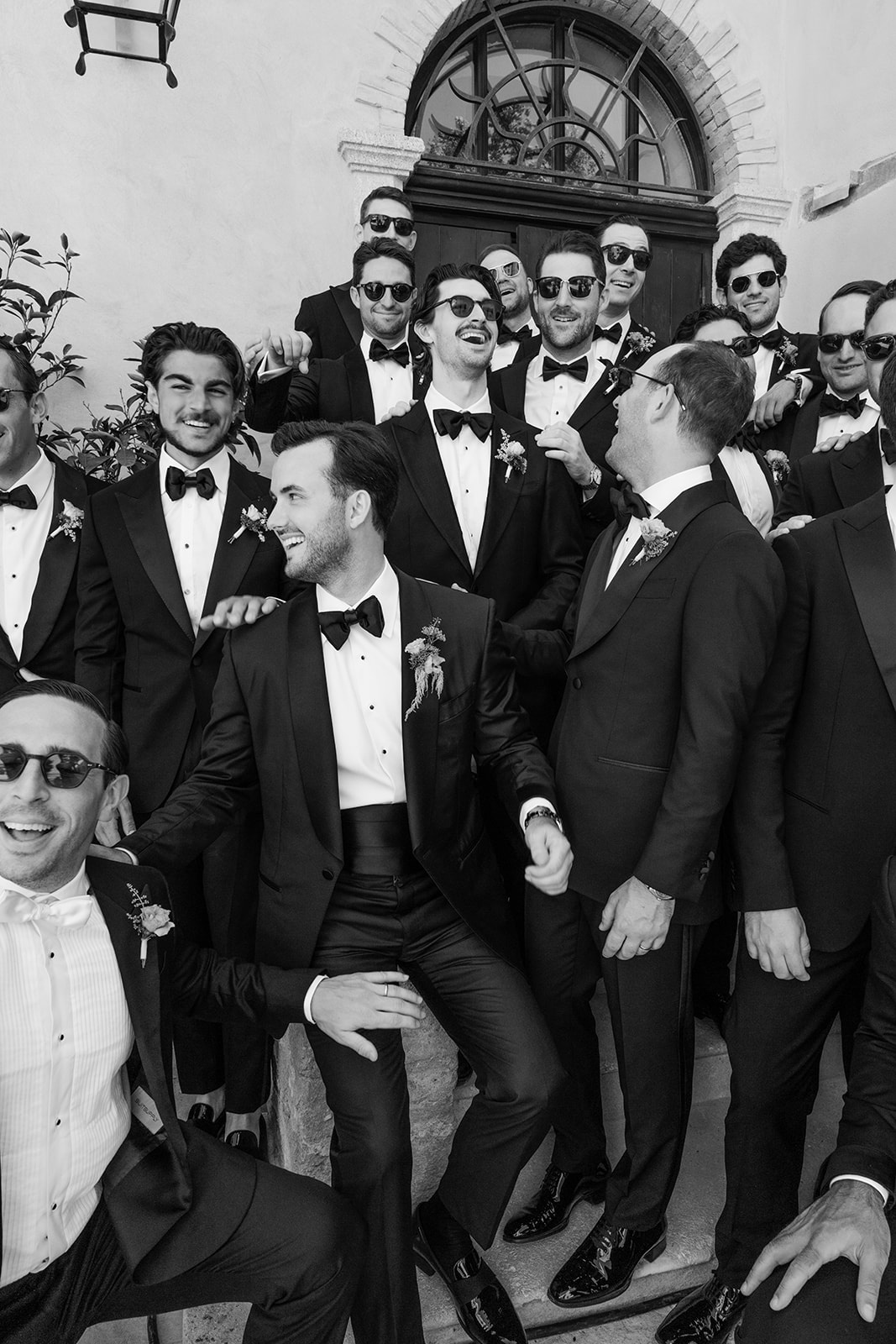 Groomsmen editorial portrait at Villa Baulieu in Provence