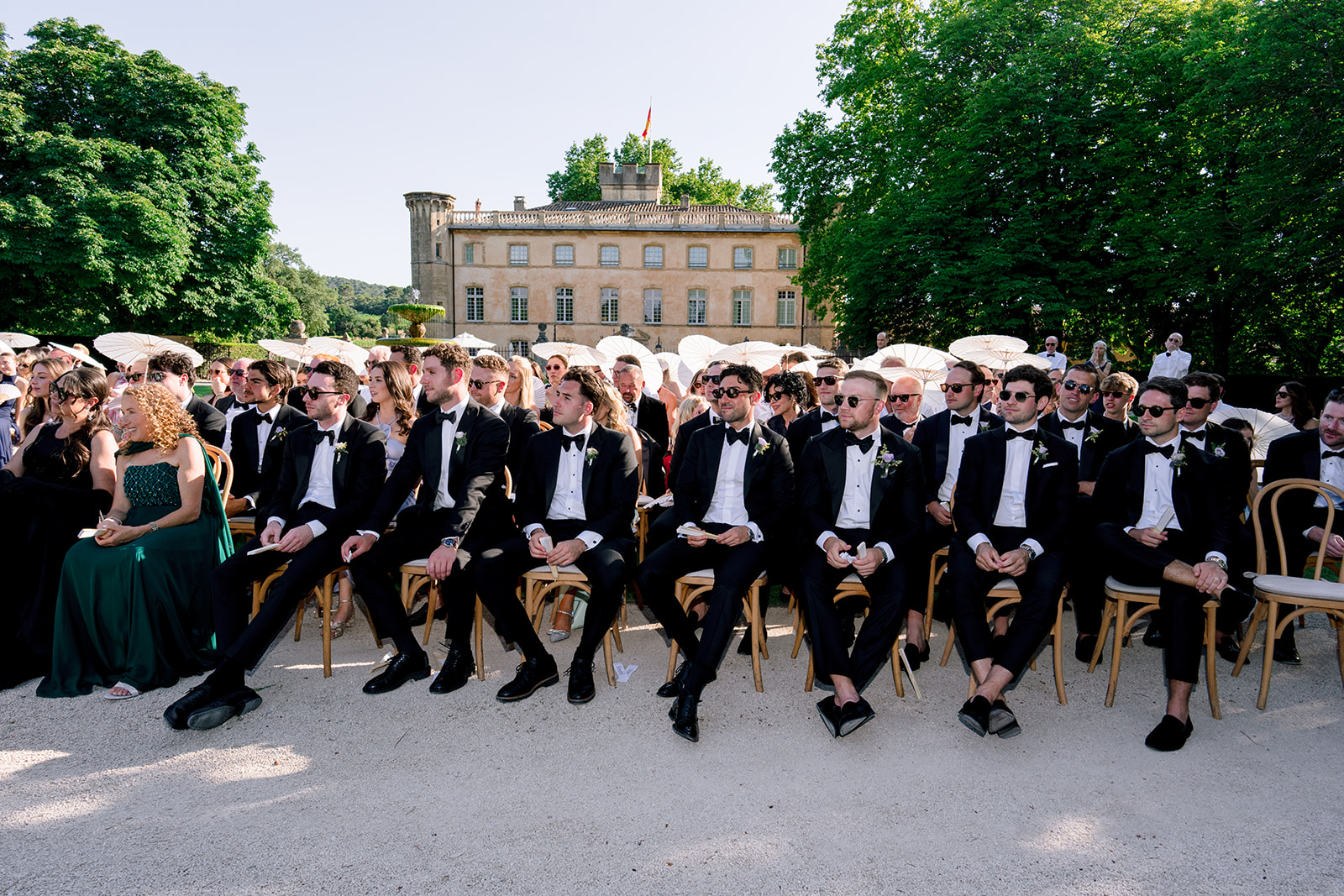Guests seated for a wedding ceremony at Villa Baulieu