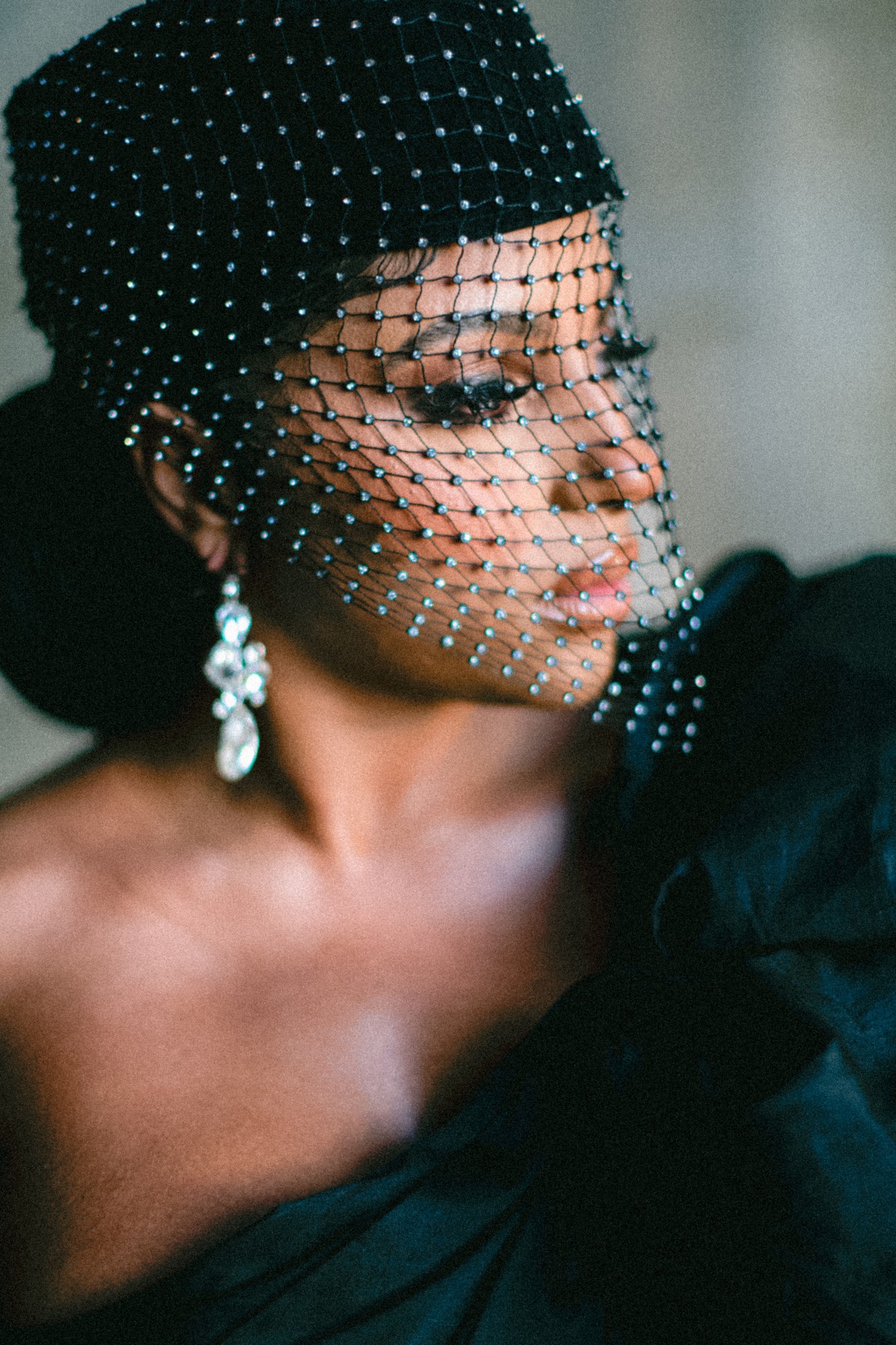 Editorial bridal portrait created indoors in Paris