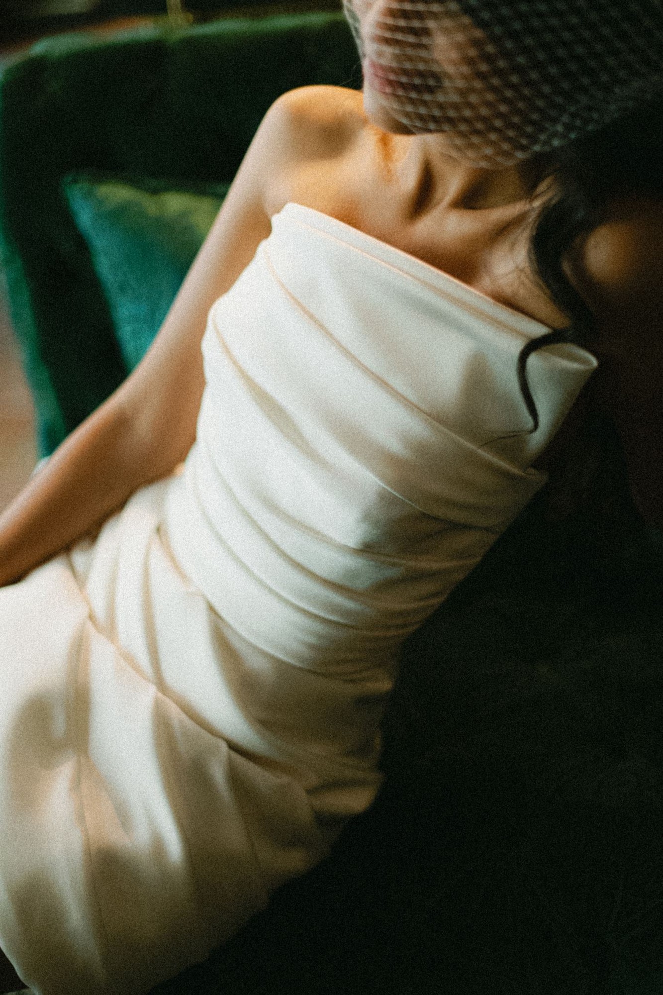 Bride receiving precise portrait direction in a Riviera hotel suite