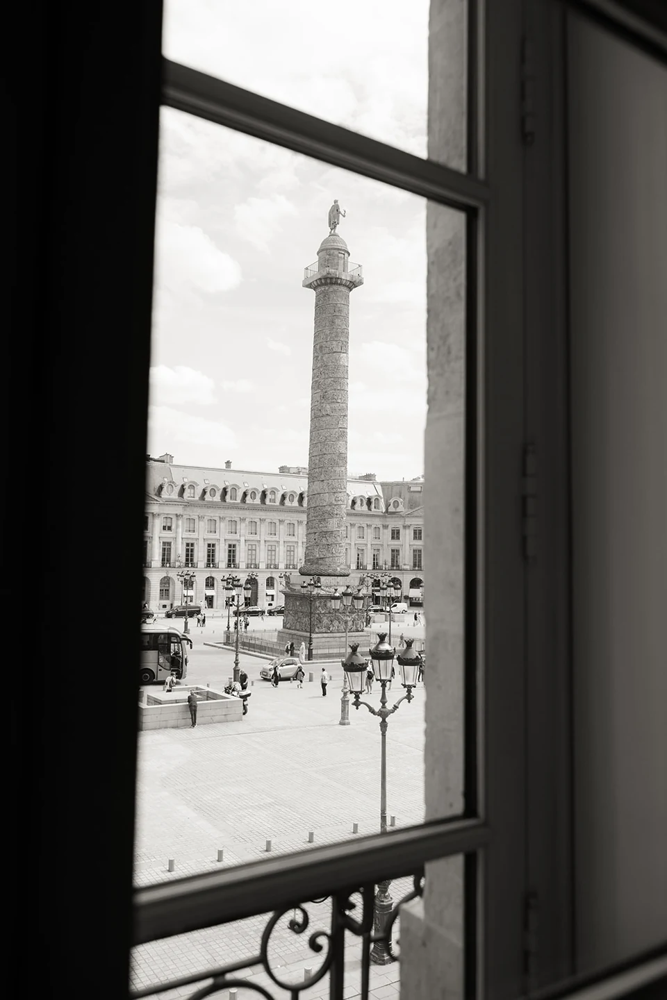 View of Place Vendôme from the Ritz Paris on a wedding morning