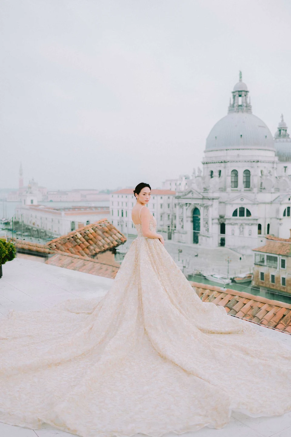 Editorial destination wedding portrait in Venice, Italy
