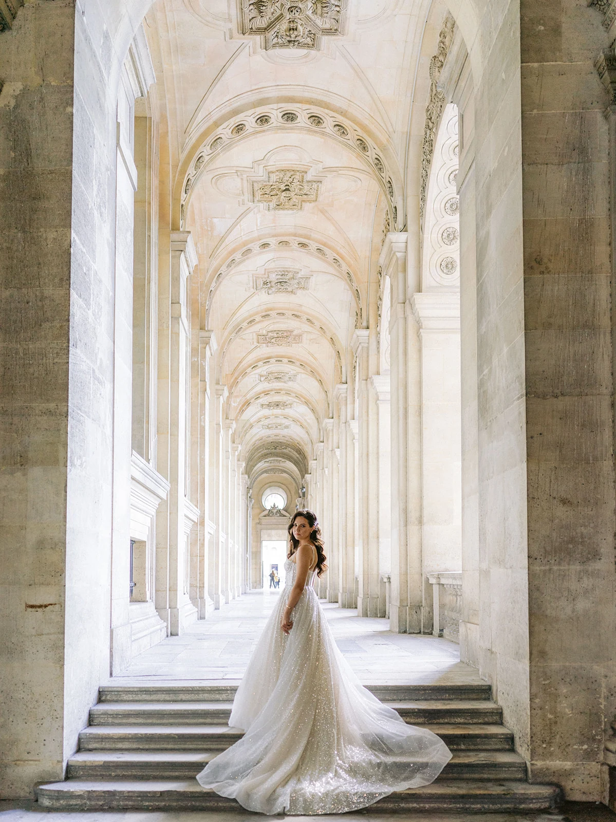 Editorial couple portraits during a Le Bristol Paris wedding